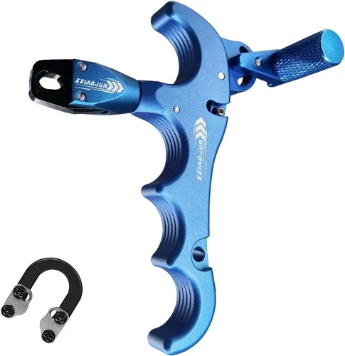 Miniatura 18 de Lanzador de ayuda de arco compuesto y cuerda de bucle D, ajustable puede girar 360° pulgar liberación arco ayuda aleación de aluminio, ayudas