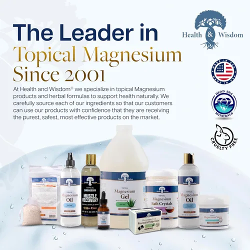 Miniatura 6 de Health and Wisdom Gel de magnesio puro con extracto de algas marinas y aloe vera, alivio tópico muscular y articular, hidratante natural y pura