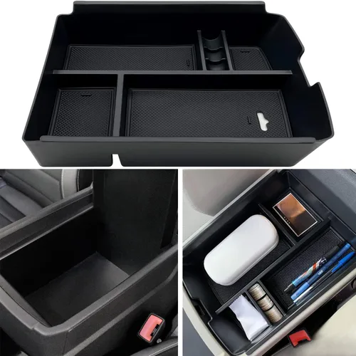 para VW Atlas y Cross Sport Accesorios Organizador de consola central 2018 2019 2020 2021 2022 2023 Inserto ABS Caja de reposabrazos Almacenamiento