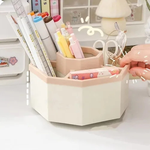 Miniatura 4 de Organizador de escritorio, portalápices de escritorio, 5 compartimentos, organizador de escritorio, caja de almacenamiento de suministros de arte
