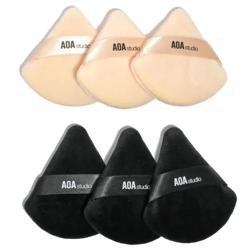 AOA Studio Velvet Puffs - Juego de 6 esponjas de maquillaje sueltas en polvo corporal, esponja, licuadora de terciopelo, juego de esponjas de mezcla