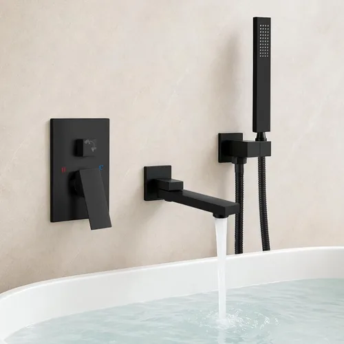 Miniatura 10 de gotonovo - Grifo de bañera montado en la pared con rociador de mano, juego de grifo de ducha giratorio de 180°, sistema de ducha de baño de una sola