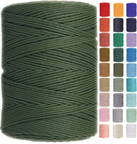 Miniatura 52 de Cuerda de macramé 4 mm x 328 yardas Natural Cuerda de algodón para macramé Cuerda de macramé colorida Cordón de algodón suave Suministros de macramé