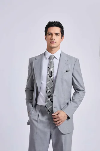 Miniatura 348 de HISDERN Conjunto de corbata a cuadros a cuadros pañuelo tejido clásico formal para hombre corbata y bolsillo cuadrado