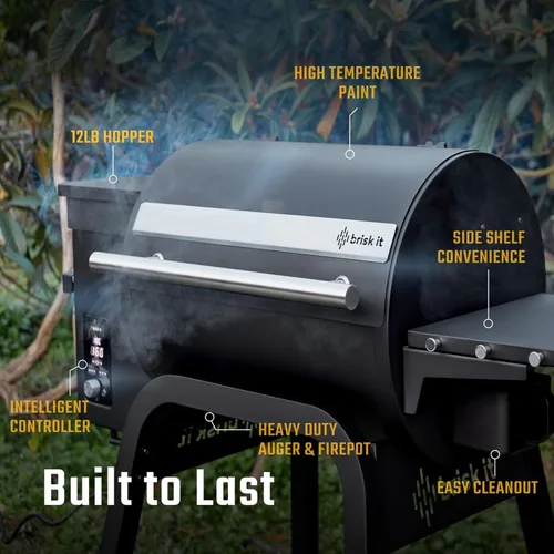 Miniatura 3 de Brisk It Zelos-450 - Parrilla eléctrica para ahumar pellets de madera, parrilla inteligente con WiFi, área de cocción de 450 pies cuadrados