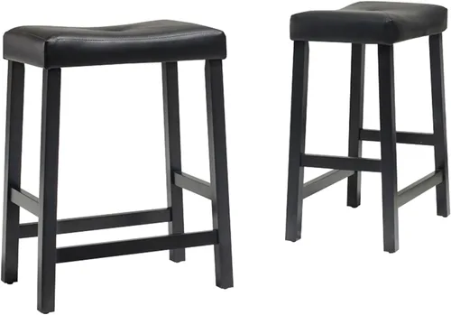 Miniatura 5 de Crosley Furniture Juego de 2 taburetes de bar tapizados con altura de mostrador, color negro, 24 pulgadas