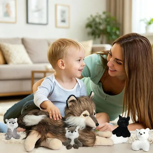 Miniatura 3 de 5 en 1 Gato de Peluche con Gatitos Bebés, 1 Mamá Gato Naranja de Peluche con 4 Gatitos de Peluche Lindos Juguetes de Gato para Niñas y Niños