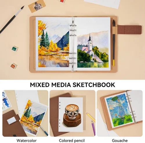 Miniatura 3 de Libro de bocetos de acuarela Lightwish, papel de acuarela 100% algodón sin ácidos, 300 gsm/140 lb papel de acuarela prensado en frío para artistas