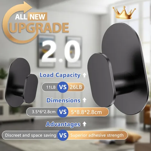 Miniatura 2 de Aikzik Ganchos Adhesivos, Ganchos de Pared Extra Fuertes de Servicio Pesado de 26 Libras para Colgar Abrigo, Bata, Toalla, Correas y Collares