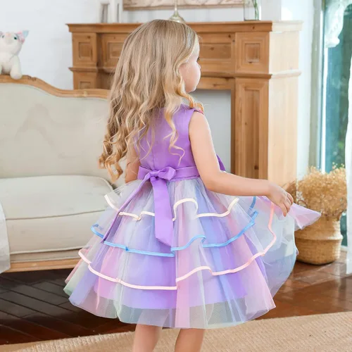 Miniatura 6 de NNJXD Vestido de niña de las flores para niños con volantes vestidos de novia de fiesta de encaje