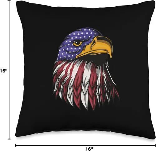Miniatura 4 de Adler Vogel Eagle American Flag - Almohada de halcón, 16 x 16 pulgadas, multicolor
