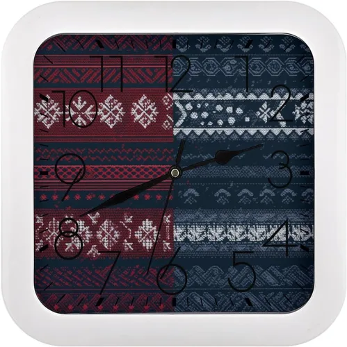Miniatura 11 de 10" Square Modern Wall Clock,African Mud Cloth Tribal Print Kitchen Clocks Wall Battery Operated,Silent Non Ticking Unique Funny Cute Wall Clock for