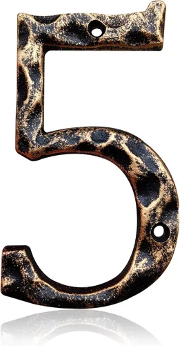 Números y letras de casa de 5.5 pulgadas, número de dirección de casa de metal de hierro fundido altamente visible para buzón de oficina de calle,