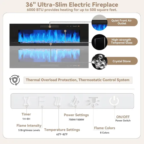 Miniatura 3 de FJTJBSI Soporte de TV con chimenea de 70 pulgadas con chimenea eléctrica de 36 pulgadas, centro de entretenimiento con estación de carga y consola