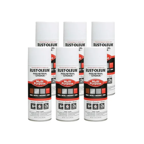 Miniatura 13 de Aerosol de esmalte Rust-Oleum para uso general; envase de 16 onzas líquidas; lata de aerosol, Blanco brillante, 6 BLANCO BRILLO