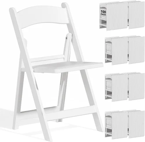 Miniatura 19 de Paquete de 4 sillas plegables de resina, sillas plegables de capacidad de peso de 650 libras con asientos acolchados, silla plegable ligera