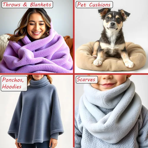 Miniatura 5 de Barcelonetta Tela de forro polar Tela de manta 72 x 60 pulgadas Forro polar Suave, felpa, antibolitas Poncho, funda de almohada, 2-Mono