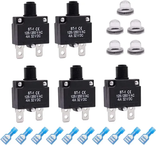 Miniatura 13 de mxuteuk 5 interruptores automáticos de 3 amperios con botón de reinicio manual de 125/250 V CA 32 V CC, interruptor protector de sobrecarga