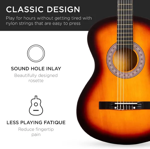 Miniatura 6 de Best Choice Products Kit de Iniciación de Guitarra Acústica de Madera Completa para Principiantes de 38 Pulgadas con Funda de Transporte, 6 Púas