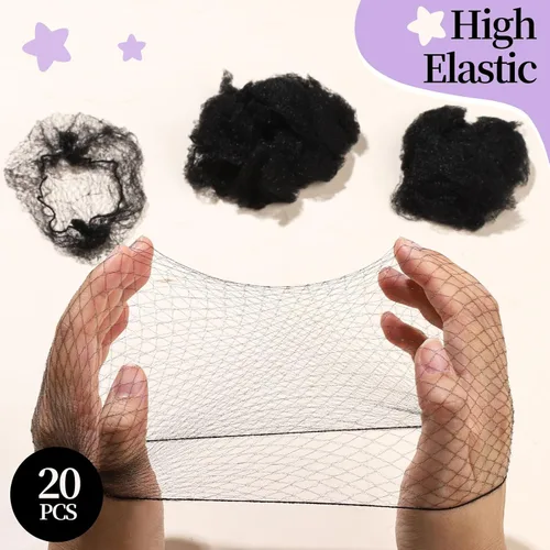 Miniatura 7 de FANDAMEI Red de pelo de 30 cm para niños, 20 redes de pelo invisibles con 40 horquillas en forma de U, redes de pelo para moños, redes de pelo
