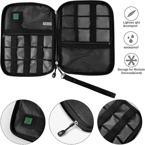 Miniatura 4 de Organizador de cables de viaje, organizador electrónico portátil impermeable para cable USB, cargador de teléfono, auriculares, tarjeta SD, 5