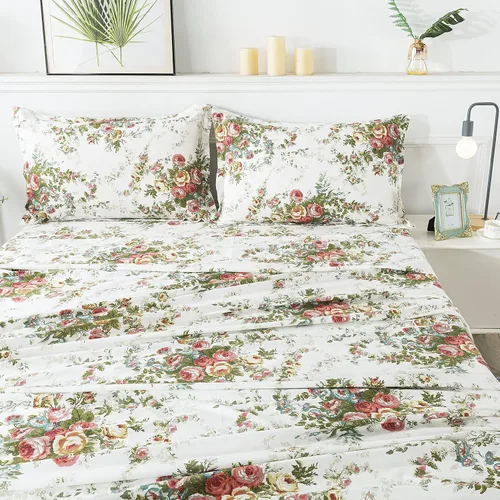 Miniatura 3 de FADFAY Juego de sábanas florales Full de algodón vintage con rosas súper suaves, ropa de cama con flores de jardín, hipoalergénica, para niñas, ropa