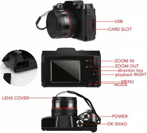 Miniatura 2 de Cámara digital, cámara de vlogging HD de 16 megapíxeles, cámara compacta con zoom digital de 16X, cámara selfie, grabación en bucle, cámara digital