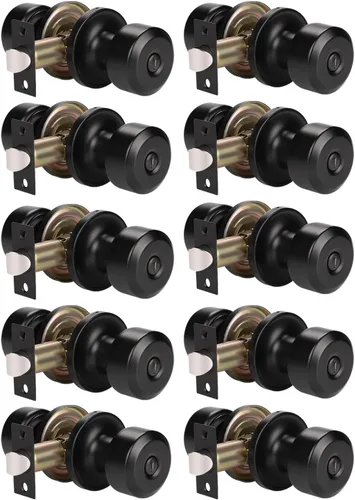 Miniatura 90 de KNOBWELL Paquete de 4 pomos de puerta cuadrados modernos para paso, pomos de puerta interiores, manija de puerta de pasillo y armario, color negro
