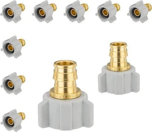 Miniatura 7 de Paquete de 2 adaptadores giratorios NPT hembra Niikappu de 3/4 pulgadas PEX A x 1/2 pulgadas, accesorio de expansión Pex-A de flujo completo