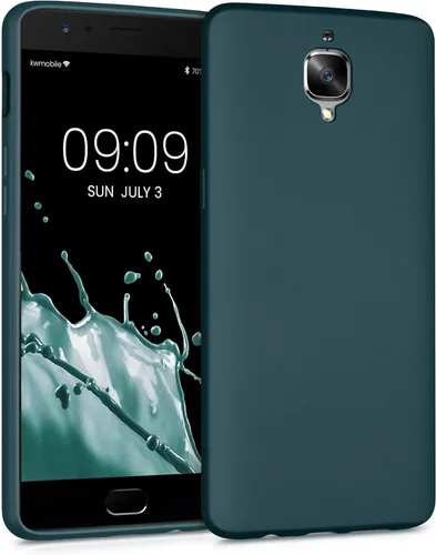 kwmobile Funda compatible con OnePlus 3 / 3T - Funda de silicona TPU metálica suave y delgada - Verde azulado metálico