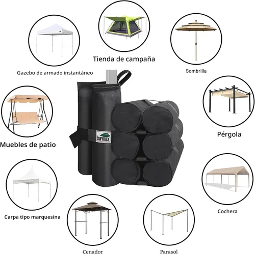 Miniatura 9 de Eurmax USA Bolsas de Peso para Toldo Emergente Refugio Exterior, Cenador Refugio Instantáneo Pesos para Patas de Toldo, Bolsas de Arena, Juego de 4