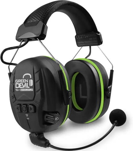 GREEN DEVIL Auriculares Electrónicos Bluetooth de Protección Auditiva con Micrófonos de Brazo Articulado, Orejeras con Cancelación de Ruido de 27dB