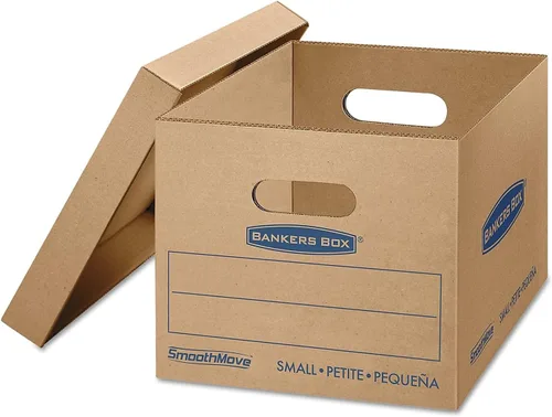Miniatura 2 de Bankers Box Caja de mudanza clásica pequeña, paquete de 10 unidades, asas reforzadas, montaje sin cinta, caja con tapa, 15 x 12 x 10 pulgadas