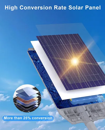 Miniatura 4 de JAYNLT X-8500W Luces de calle solares, luz de estacionamiento comercial de 6500K del atardecer al amanecer, luz de calle de inundación de seguridad