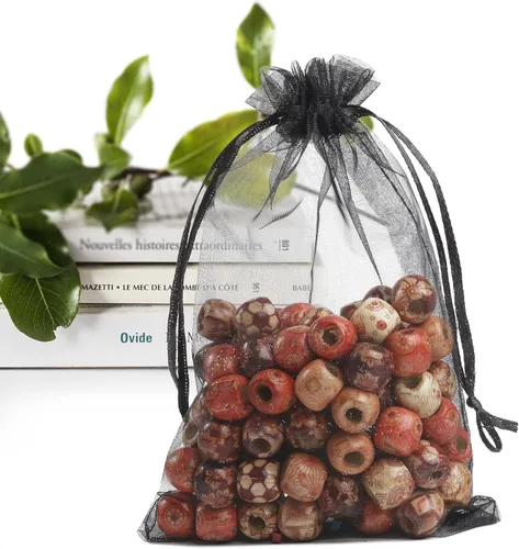 Miniatura 19 de ANZNKU Paquete de 50 bolsas de organza pequeñas de 4 x 6 pulgadas, bolsa de regalo, bolsa de malla transparente, bolsas de regalo blancas con Blanco