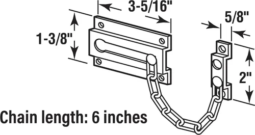 Miniatura 3 de Prime-Line U 9909 - Protector de puerta de cadena para puerta y seguridad del hogar, 3-5/16 pulgadas, construcción de latón macizo y acabado cromado