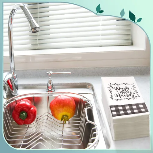 Miniatura 7 de 200 servilletas desechables para invitados, toallas de mano de papel para baño, toallas de papel en blanco y negro, decoración de casa de campo