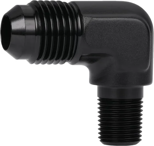 Miniatura 62 de 3AN macho Flare a 1/4 NPT tubo macho 90 grados codo adaptador unión aluminio negro