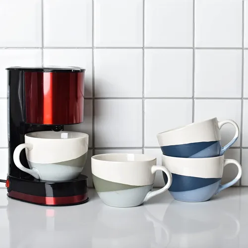 Miniatura 7 de Bosmarlin Juego de 2 tazas grandes de cerámica para café con leche, tazas de sopa jumbo para oficina y hogar, 18 onzas, aptas para lavavajillas