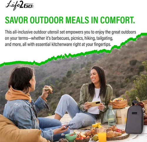 Miniatura 6 de Life2Go - Juego de utensilios de cocina de campamento de 12 piezas y equipo de cocina al aire libre, estuche de transporte compacto portátil