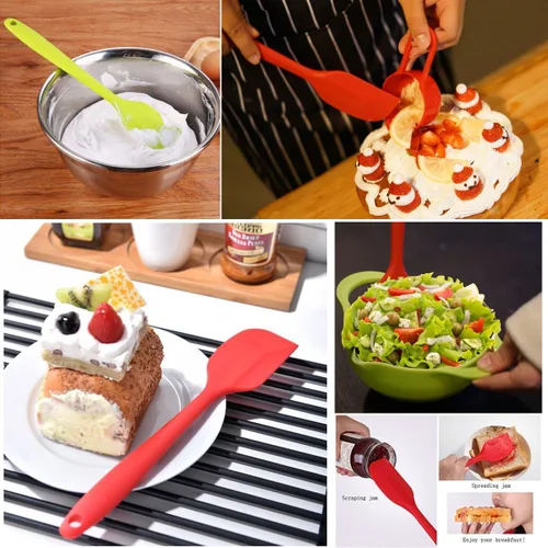 Miniatura 2 de Juego de espátulas de silicona, espátula de cuchara de goma, espátula resistente al calor, diseño de una pieza, espátula sin costuras, espátula Rosa