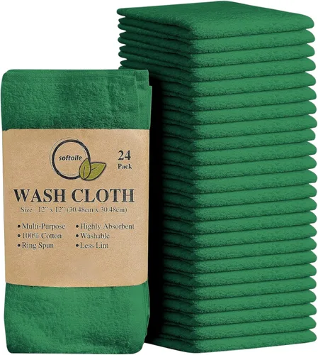 Miniatura 19 de Paquete de 24 paños 100 % algodón (12 x 12 pulgadas), suaves, altamente absorbentes, toallas para la cara, paños de lavado para la cara, hilado