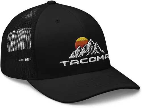 Bordado, opciones multicolores, gorra de camionero de la ciudad de Tacoma Washington. Sombrero retro vintage. Sombrero de camionero Tacoma