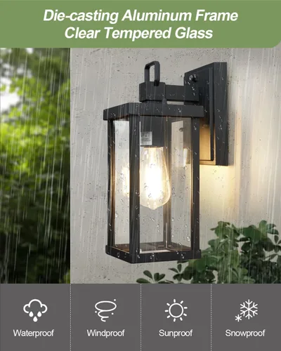 Miniatura 4 de LITFIT Iluminación exterior de 12.5 pulgadas del anochecer al amanecer, luces de garaje al aire libre para montaje en pared, luces de porche