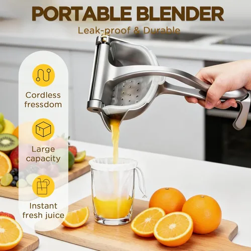 Miniatura 4 de Exprimidor de jugo de frutas, manual de exprimidor de limón, agarre ergonómico antideslizante, fácil de usar y limpiar, extracción eficiente