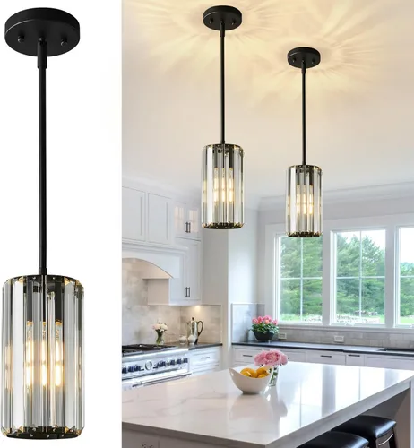 Miniatura 16 de Iluminación colgante dorada moderna mini candelabros de cristal, lámpara colgante ajustable para cocina, isla, comedor, pasillo, dormitorio