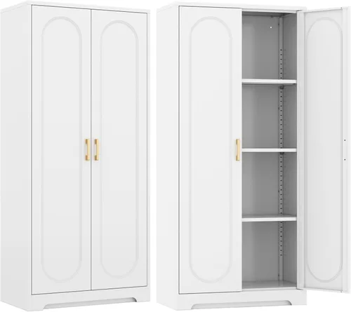 Miniatura 11 de SteeLoong - Gabinete de despensa de cocina, gabinetes de almacenamiento de despensa de metal azul de 71" con puertas y 4 estantes ajustables