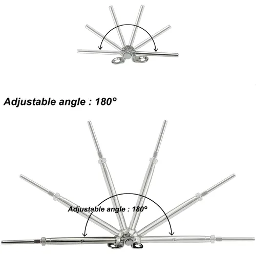 Miniatura 4 de Accesorios de barandilla de cable, kit de barandilla de cable de 12 pares, para sistema de barandilla de cable de 1/8 pulgadas, ángulo ajustable