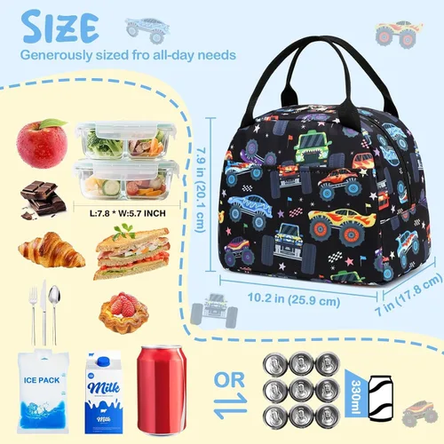 Miniatura 5 de CAMTOP Bolsa de almuerzo para niños, bonita lonchera aislada para niños y niñas, loncheras a prueba de fugas para la escuela