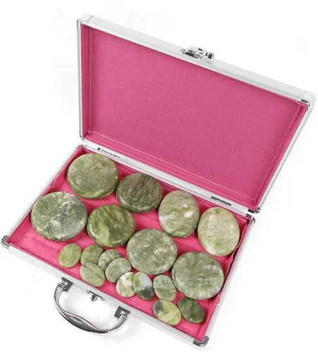 Miniatura 11 de Juego de 16 piedras calientes de basalto con piedras calientes, kit de piedras de masaje con caja calefactora para masaje corporal